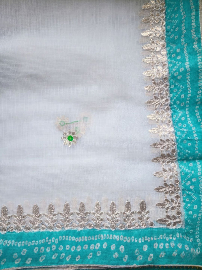 Indiehaat | Kota Doria Gota Patti Suit White
