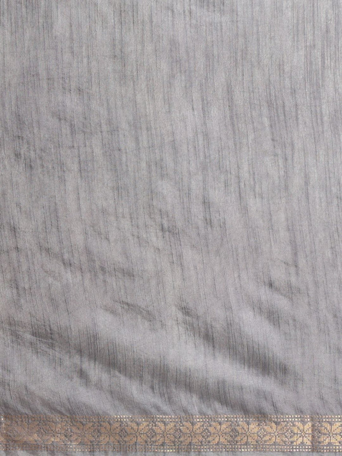 Indiehaat | Hand Dyed Kota Silk Zari Striped Saree Gray