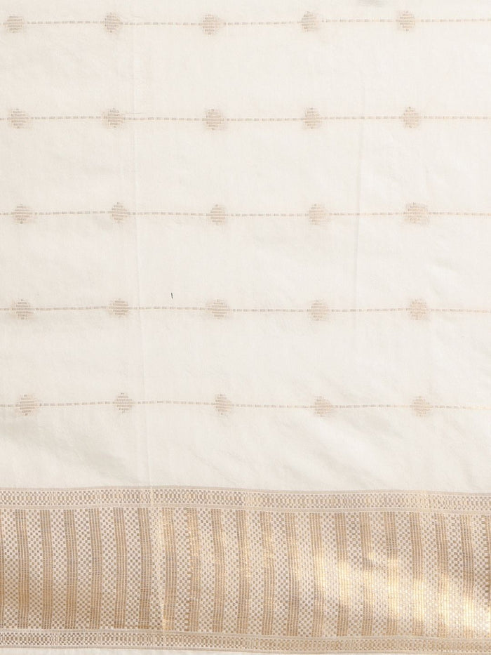 Indiehaat | Hand Dyed Kota Silk Jacquard Saree Off White