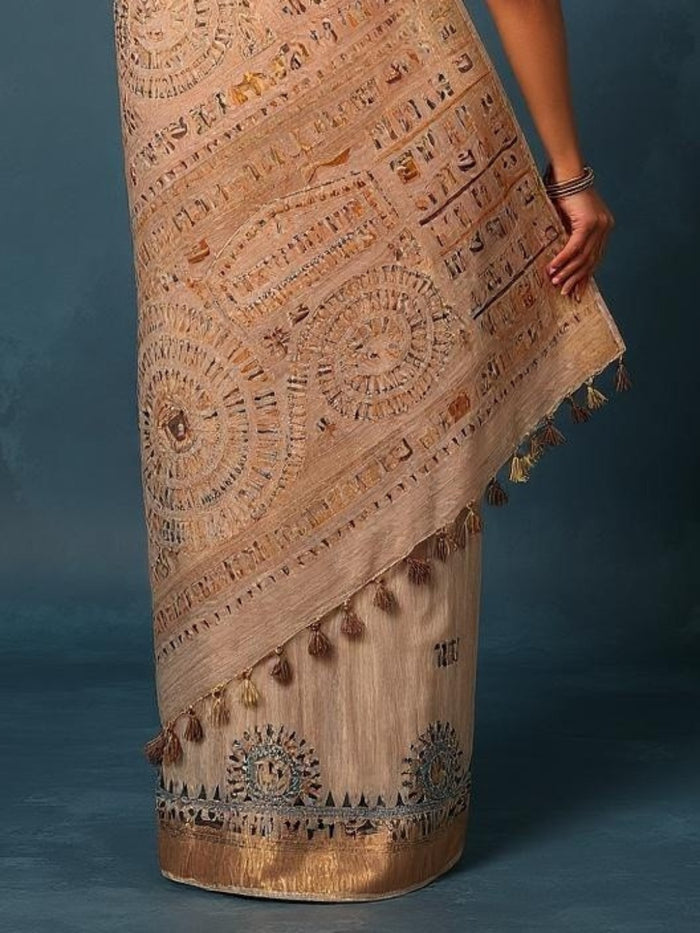 Indiehaat | Banswara Cotton Silk Saree Beige
