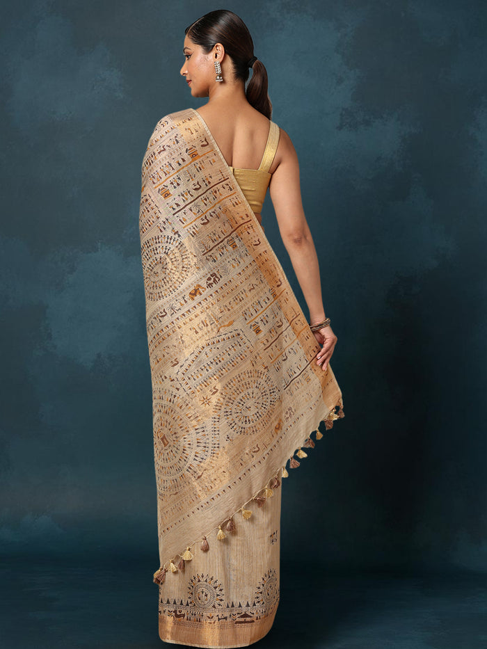 Indiehaat | Banswara Cotton Silk Saree Beige