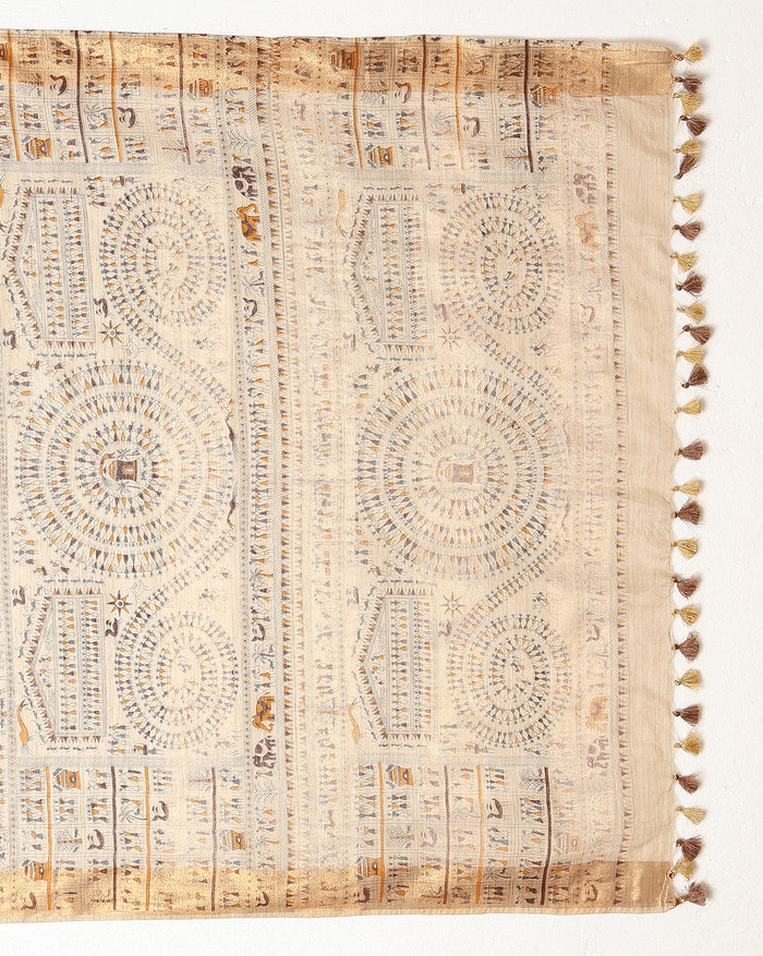 Indiehaat | Banswara Cotton Silk Saree Beige