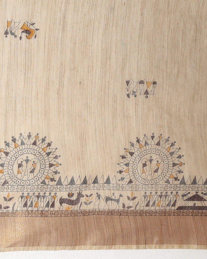 Indiehaat | Banswara Cotton Silk Saree Beige