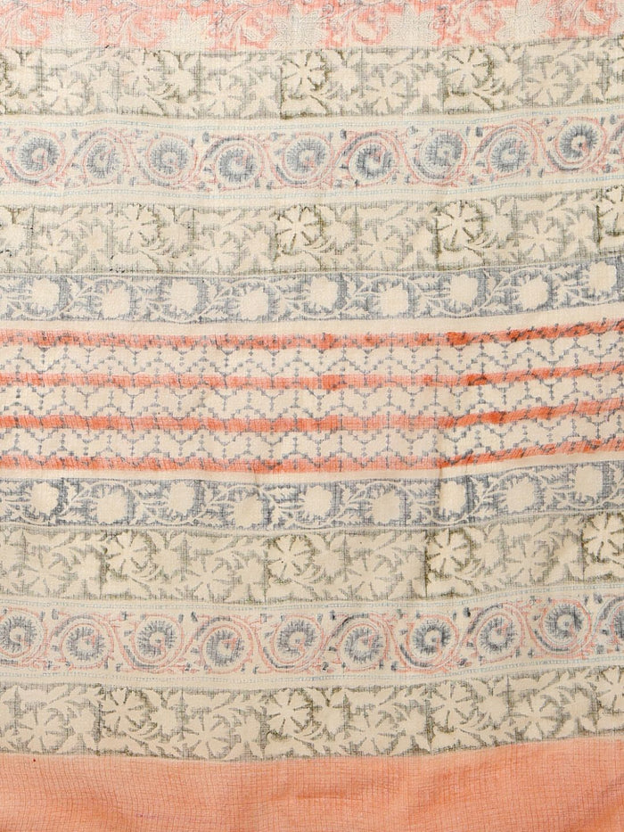 Indiehaat | Kota Doria Hand Block Print Multicolor Saree