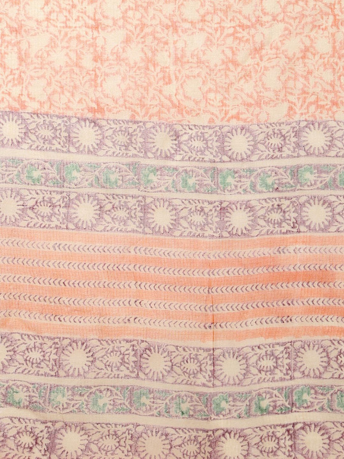 Indiehaat | Kota Doria Hand Block Print Multicolor Saree