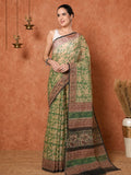 Indiehaat | Kota Doria Hand Block Print Multicolor Saree