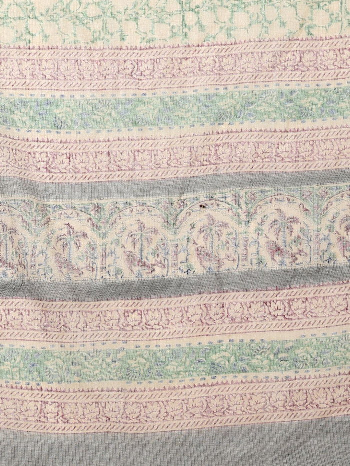 Indiehaat | Kota Doria Hand Block Print Multicolor Saree