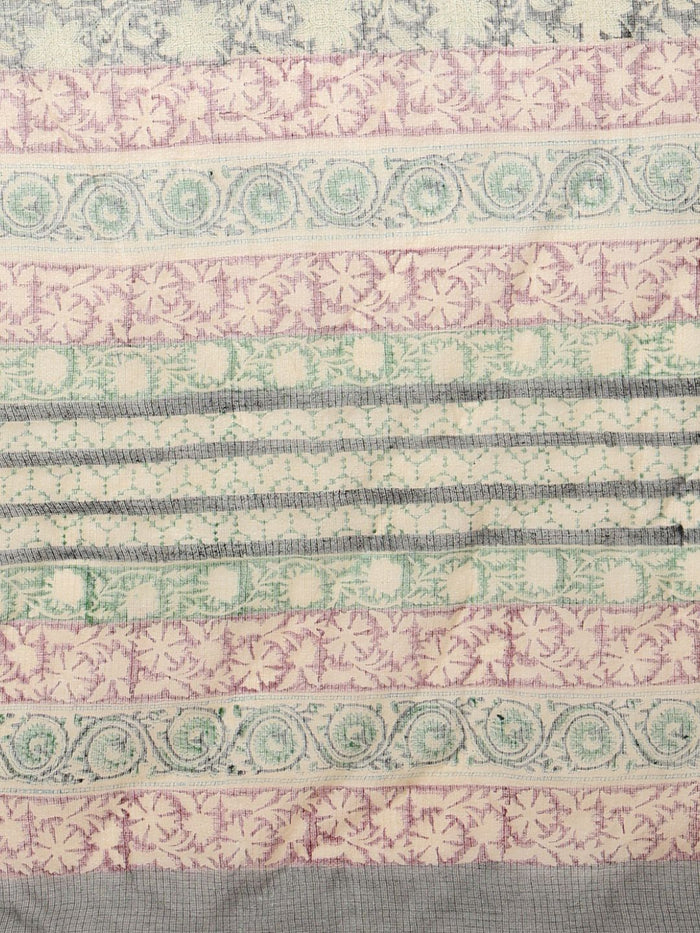 Indiehaat | Kota Doria Hand Block Print Multicolor Saree