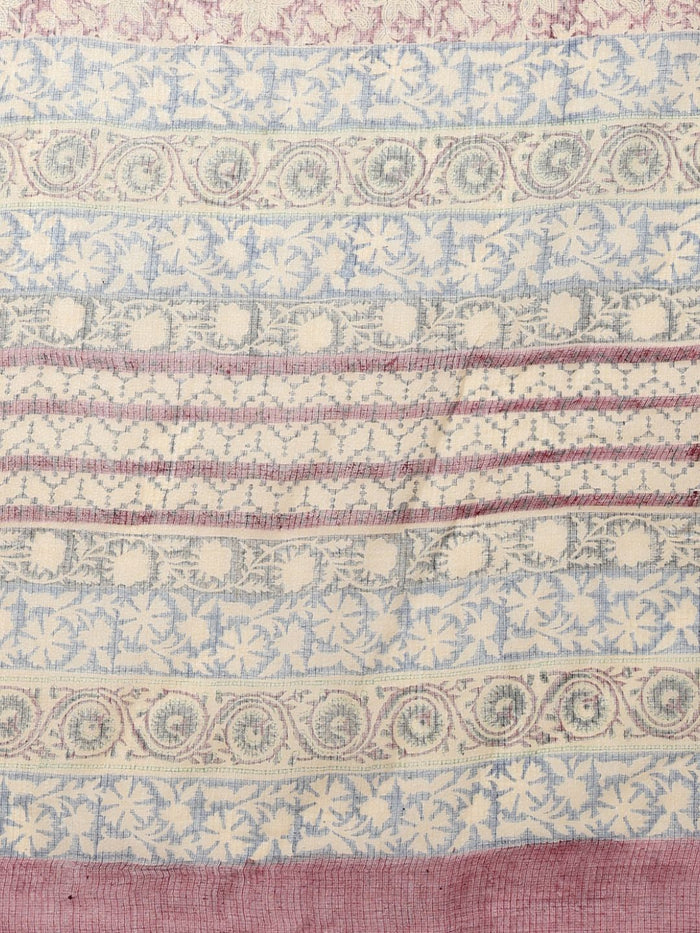 Indiehaat | Kota Doria Hand Block Print Multicolor Saree
