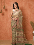 Indiehaat | Kota Doria Hand Block Print Multicolor Saree