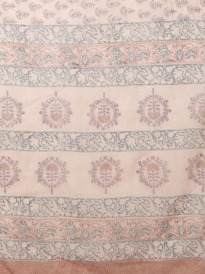 Indiehaat | Kota Doria Hand Block Print Multicolor Saree
