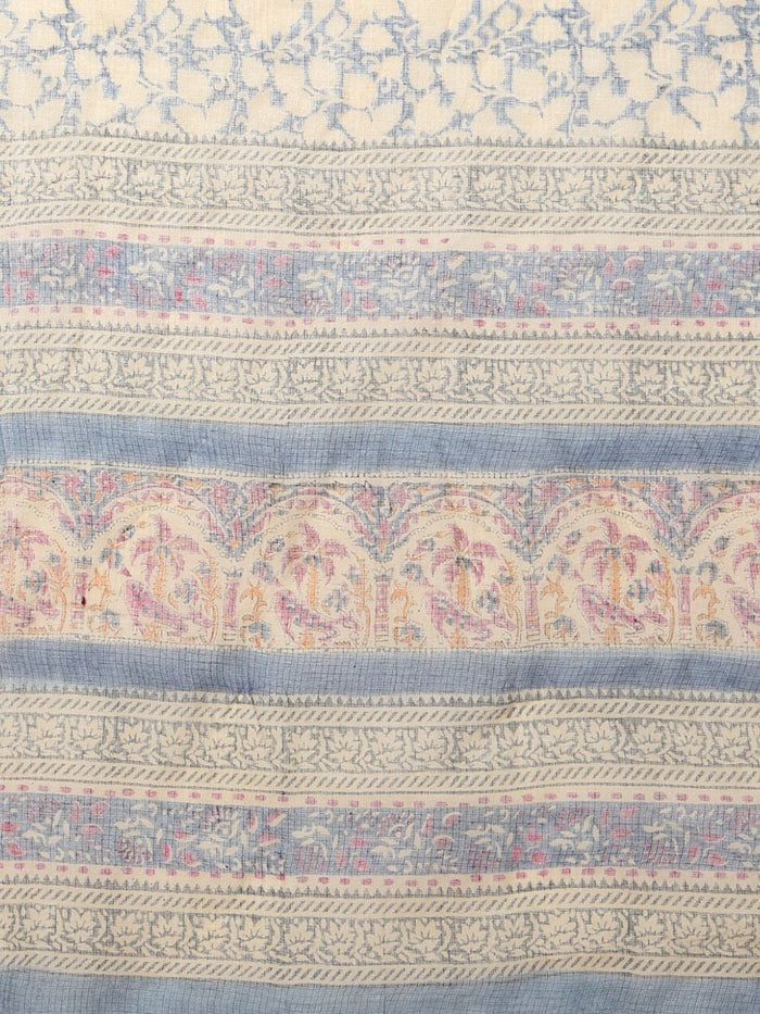 Indiehaat | Kota Doria Hand Block Print Multicolor Saree