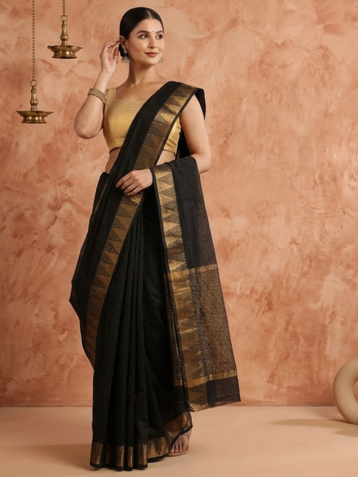 Indiehaat | Hand Dyed Kota Silk Saree Black