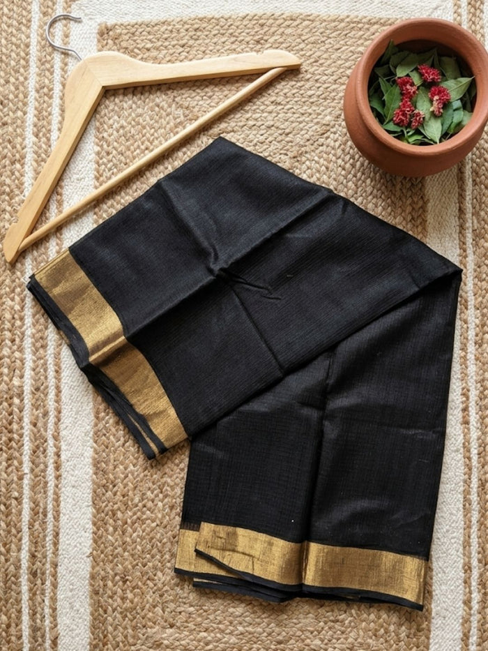 Indiehaat | Hand Dyed Kota Silk Saree Black