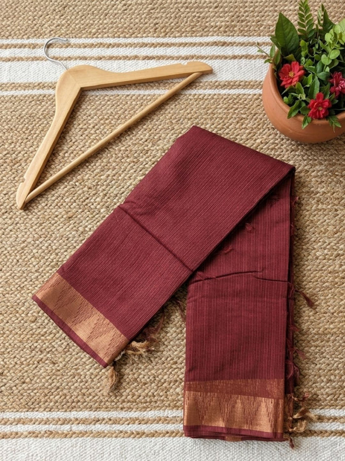 Indiehaat | Hand Dyed Kota Silk Saree Brown