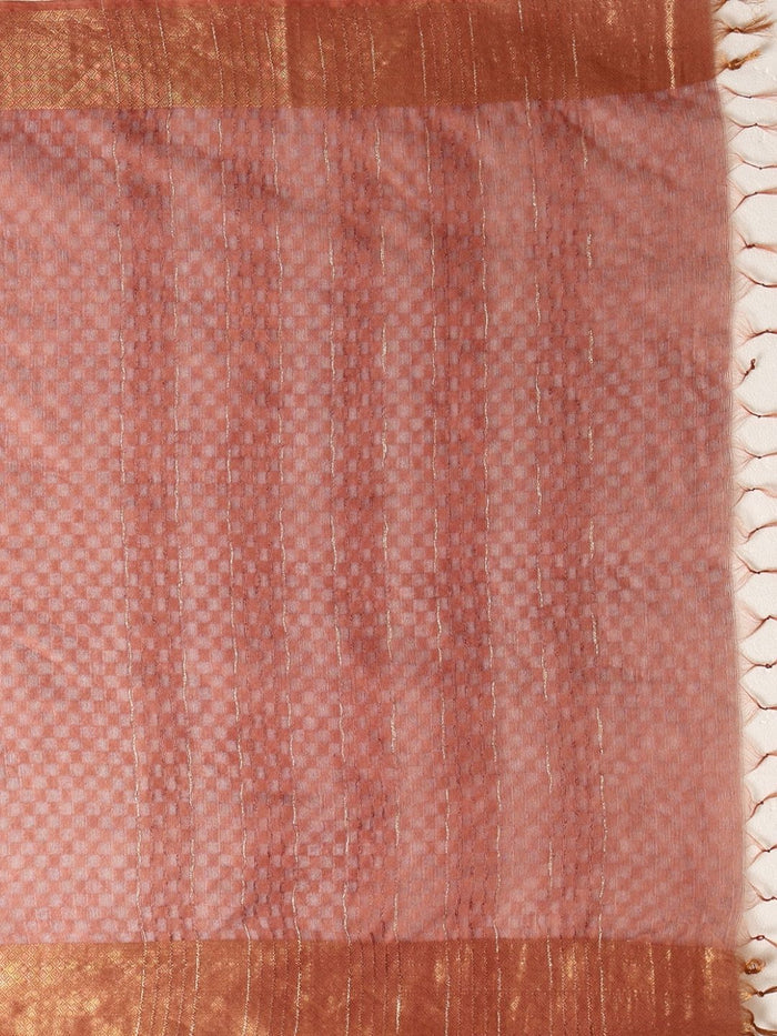 Indiehaat | Hand Dyed Dupion Silk Saree Brown