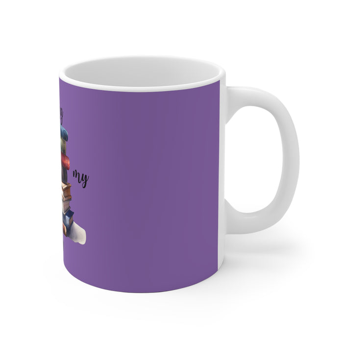 Reading is my Therapy Purple Ceramic Coffee Mug Library Books