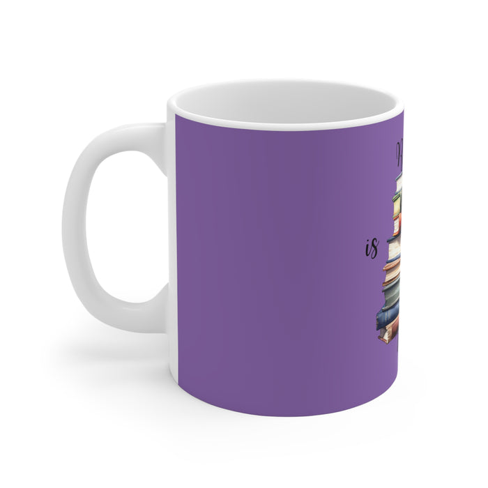 Reading is my Therapy Purple Ceramic Coffee Mug Library Books