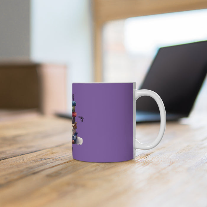 Reading is my Therapy Purple Ceramic Coffee Mug Library Books