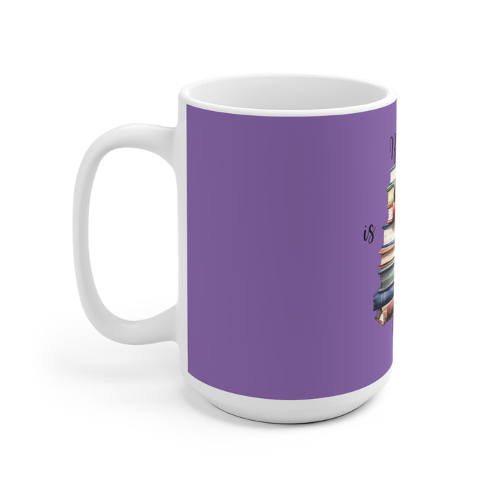 Reading is my Therapy Purple Ceramic Coffee Mug Library Books