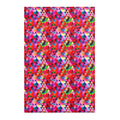 Red Geometric Pattern Area Rug Durable 3 Sizes Hemmed Edge Coated Back