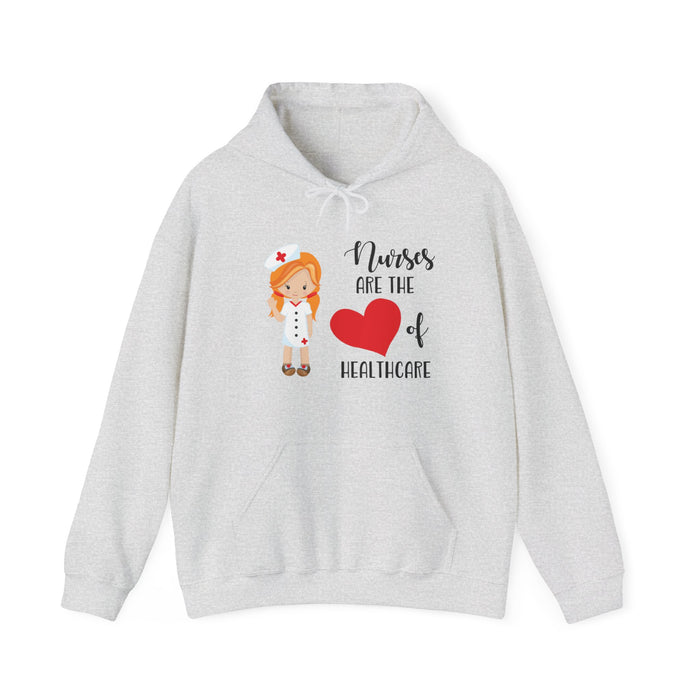 Redhead Nurse Hoodie Sweatshirt Heart of Healthcare, Nurse Hooded Sweatshirt