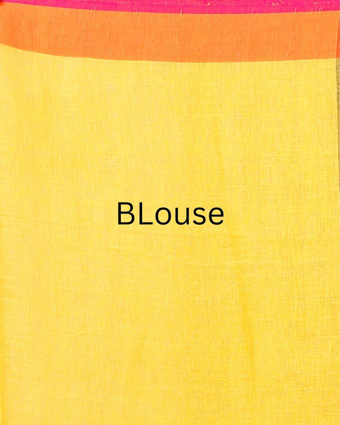 Indiehaat|Pure Tissue Linen Green Saree Buti Design