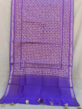 Indiehaat | Pure Chandei Silk Applique Saree Blue