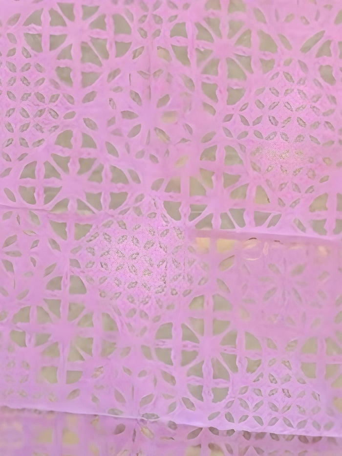 Indiehaat | Pure Chandei Silk Applique Saree Pink