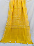 Indiehaat | Pure Chandei Silk Applique Saree Yellow