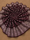 Indiehaat | Maroon Mashru Katan Silk Saree | Brocade
