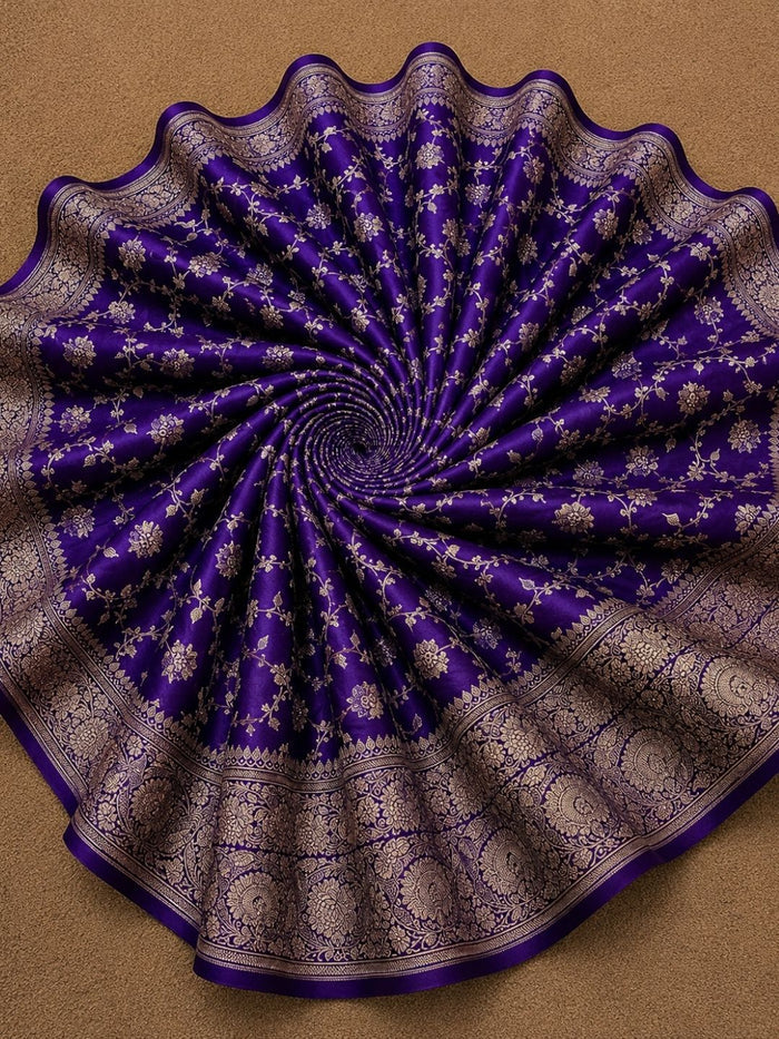 Indiehaat | Blue Mashru Katan Silk Saree | Brocade