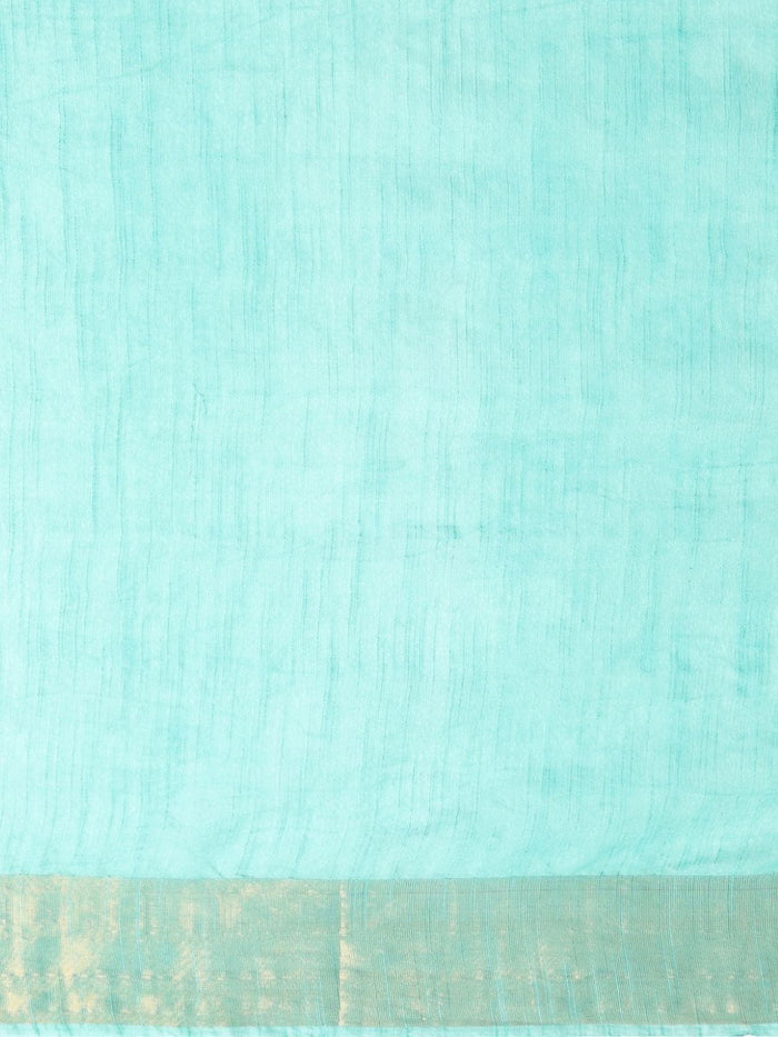 Indiehaat | Hand Dyed Kota Silk Dupion Stripe Saree Blue