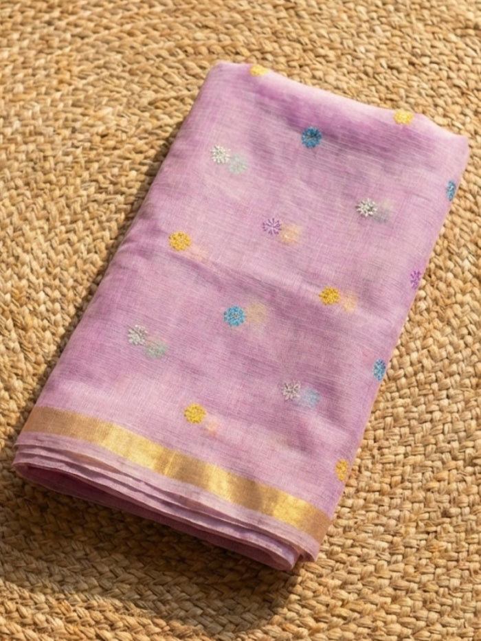 Indiehaat | Kota Cotton Embroidery Suit Material Purple