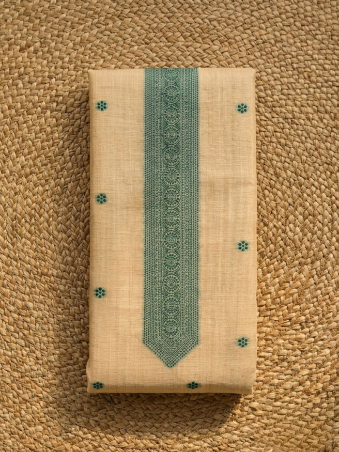 Indiehaat | Jamdani Cotton Suit Material Beige