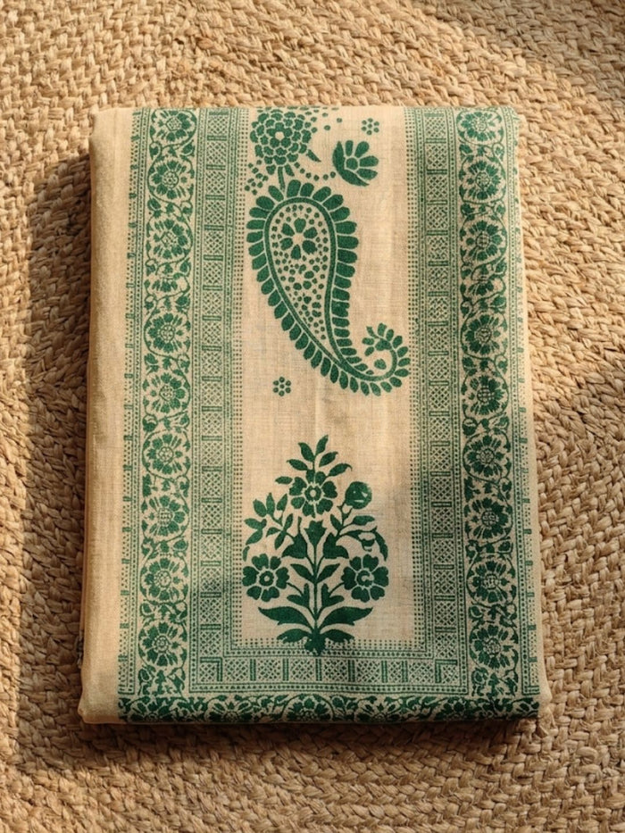 Indiehaat | Jamdani Cotton Suit Material Beige