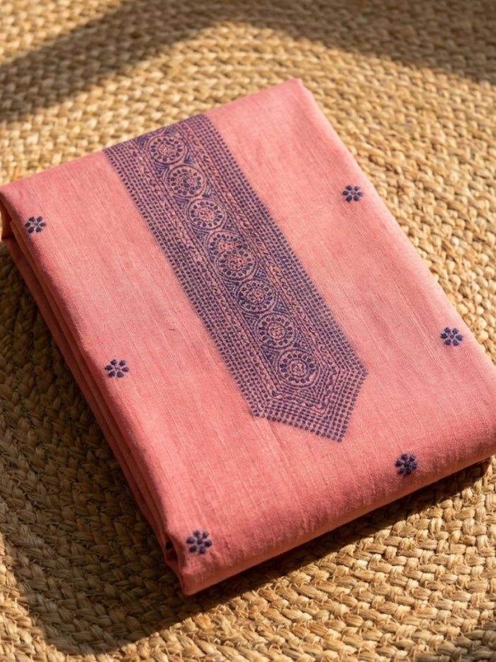 Indiehaat | Jamdani Cotton Suit Material Pink