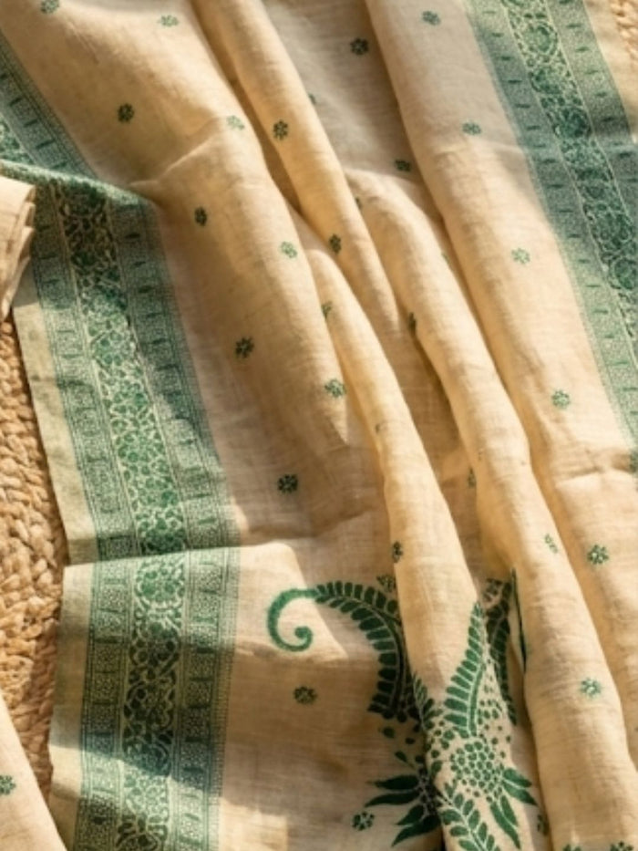 Indiehaat | Jamdani Cotton Suit Material Cream