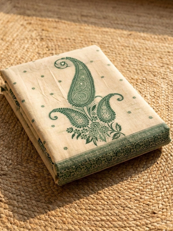 Indiehaat | Jamdani Cotton Suit Material Cream