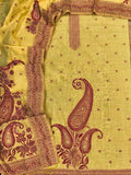 Indiehaat | Jamdani Cotton Suit Material Yellow