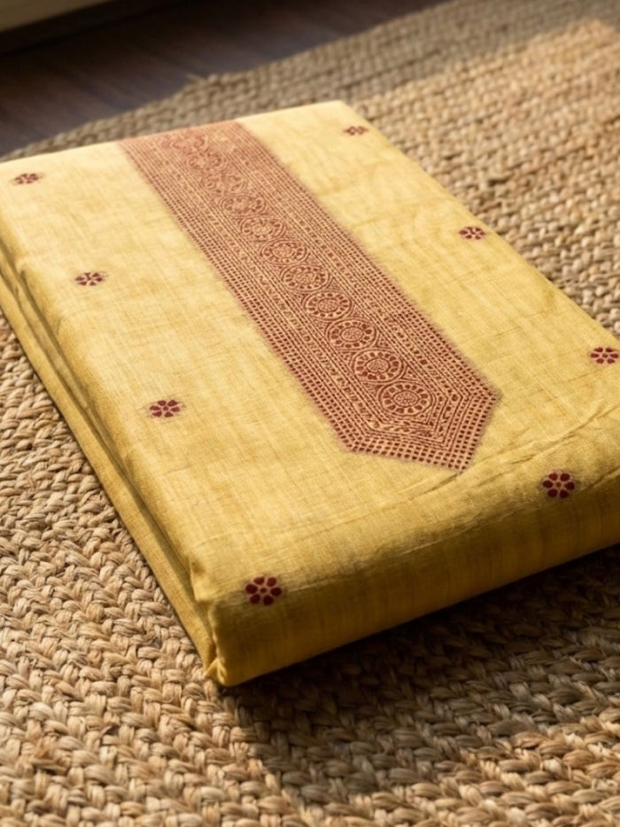 Indiehaat | Jamdani Cotton Suit Material Yellow