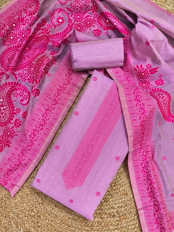 Indiehaat | Jamdani Cotton Suit Material Purple