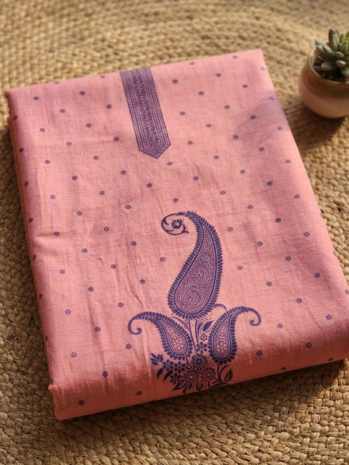 Indiehaat | Jamdani Cotton Suit Material Pink