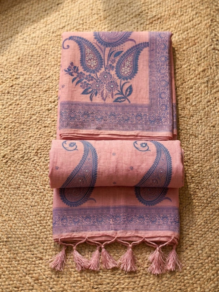 Indiehaat | Jamdani Cotton Suit Material Pink
