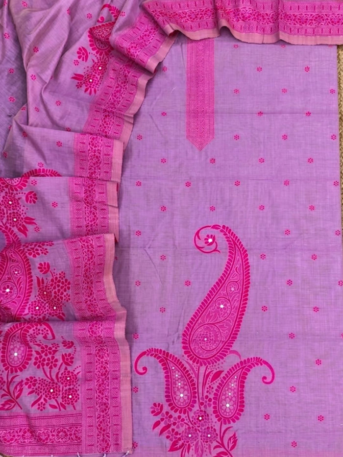 Indiehaat | Jamdani Cotton Suit Material Purple