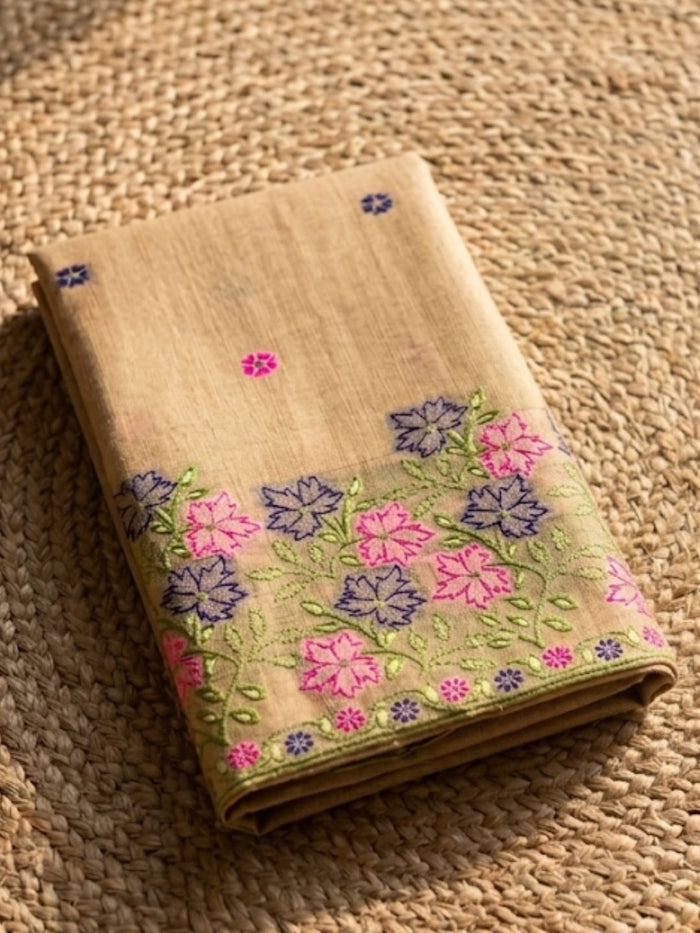 Indiehaat | Jamdani Cotton Suit Material Beige