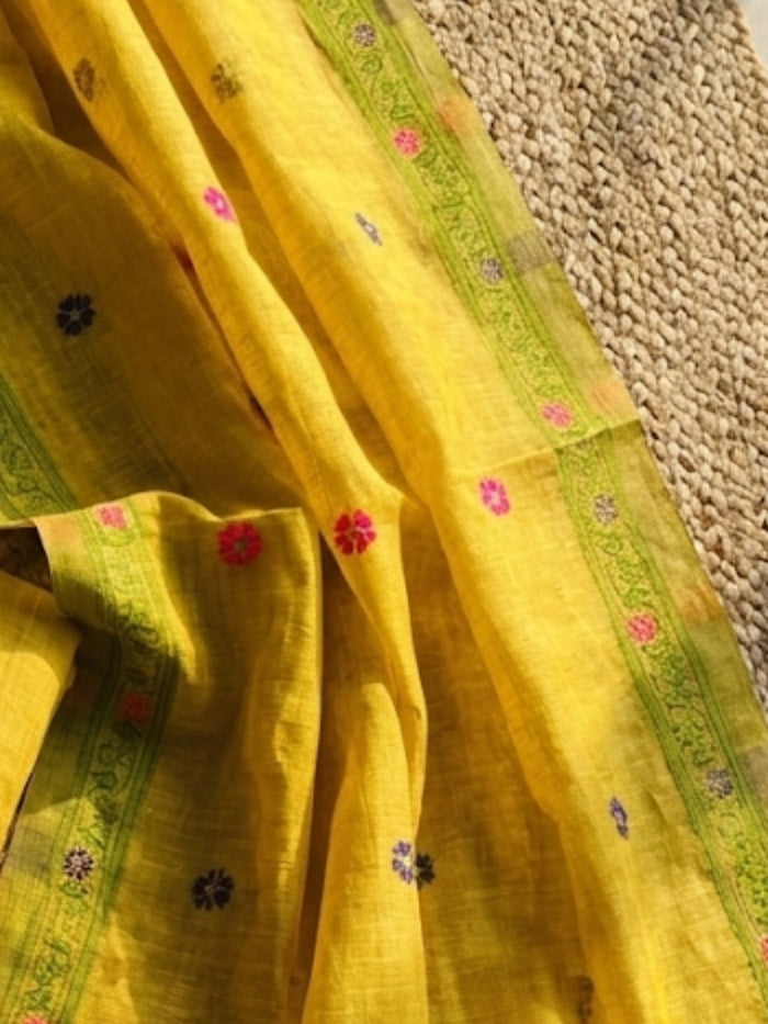 Indiehaat | Jamdani Cotton Suit Material Yellow