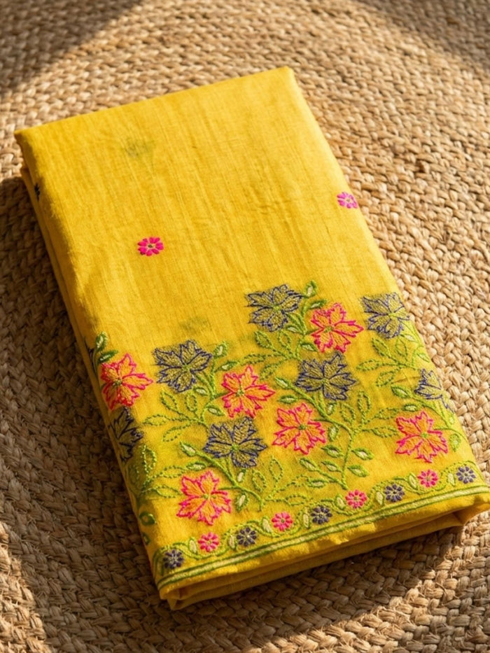 Indiehaat | Jamdani Cotton Suit Material Yellow