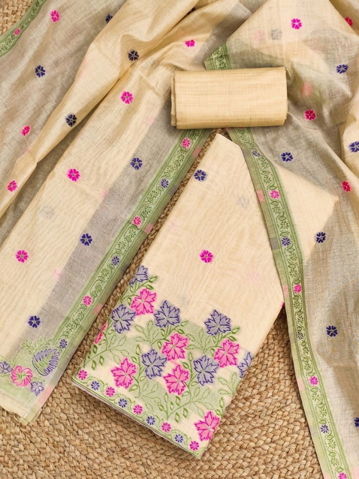 Indiehaat | Jamdani Cotton Suit Material White