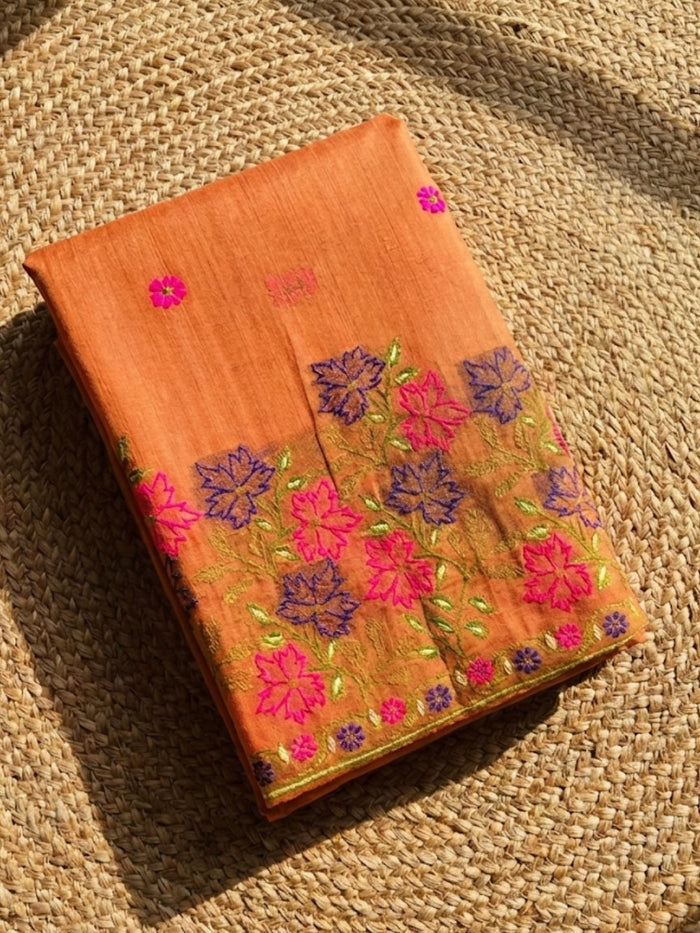 Indiehaat | Jamdani Cotton Suit Material Peach